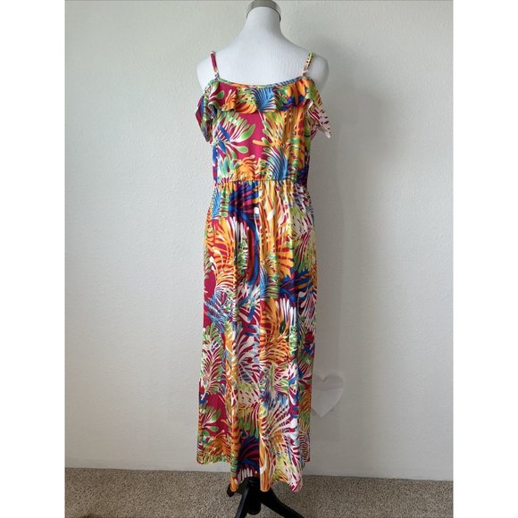 Mayah Kay Fashion Boutique Woman Dress XL Multi Color Sleeveless V Neck Flowy - Picture 6 of 16